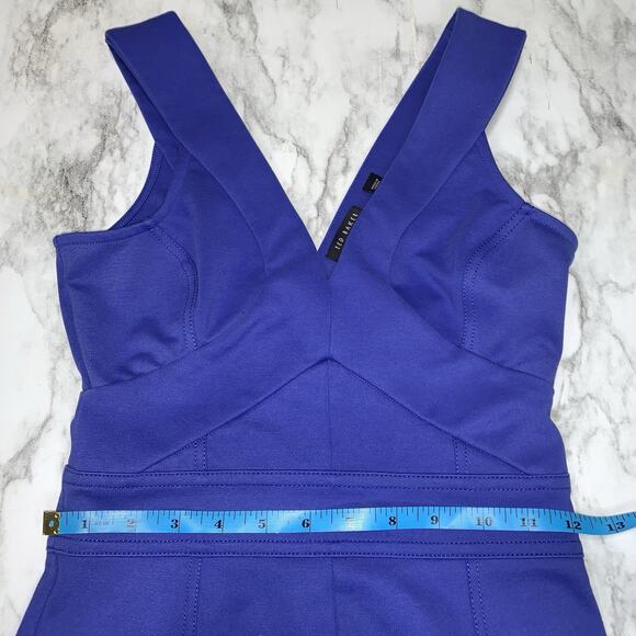 Ted Baker Dress Womens Size 0 Blue Bodycon Cocktail Mini Body Shaping Fitted - Picture 8 of 13